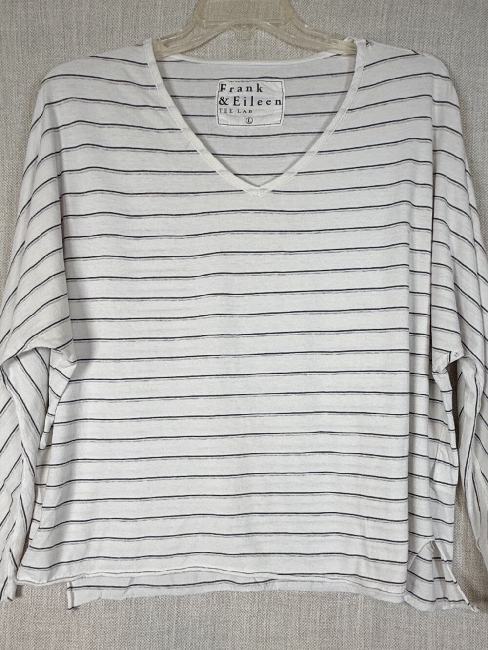 Frank and Eileen Lab Relaxed Long Sleeve Tee Large B & W Stripe Oversized READ